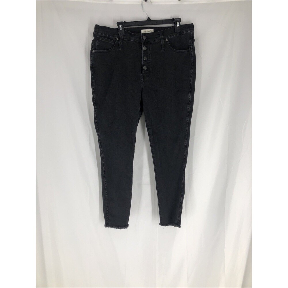 MADEWELL SKINNY JEANS 10" HIGH RISE FADED BLACK WOMEN'S 34p STRETCH BUTTON FLY